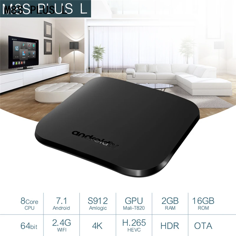 ТВ приставка Mecool M8S PLUS L Amlogic S905D Android 7 1 4K ГБ 8 четырехъядерный процессор HDMI 2 0 Wi Fi 4