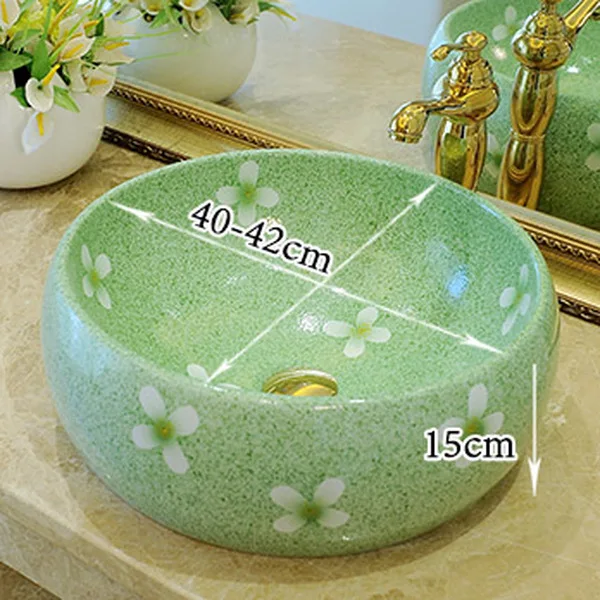 American country above counter basin round washbasin bathroom ceramic wash sink large home garden LO613545 | Обустройство дома