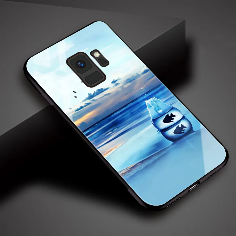 Для Samsung S8 Plus чехол бабочка рыба звезды закаленное стекло крышка для Galaxy Note 8 9 10 20