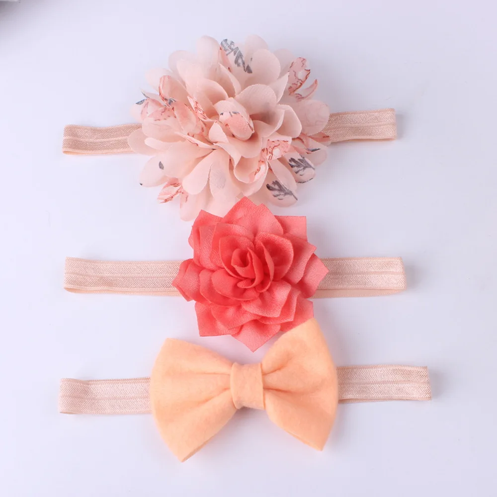 On Sale 3pc Baby Girl Boy Elastic Bowknot Headband Children Skinny Stretchy Bow Elastic Hair Band Accessories Flower Para Cabelo