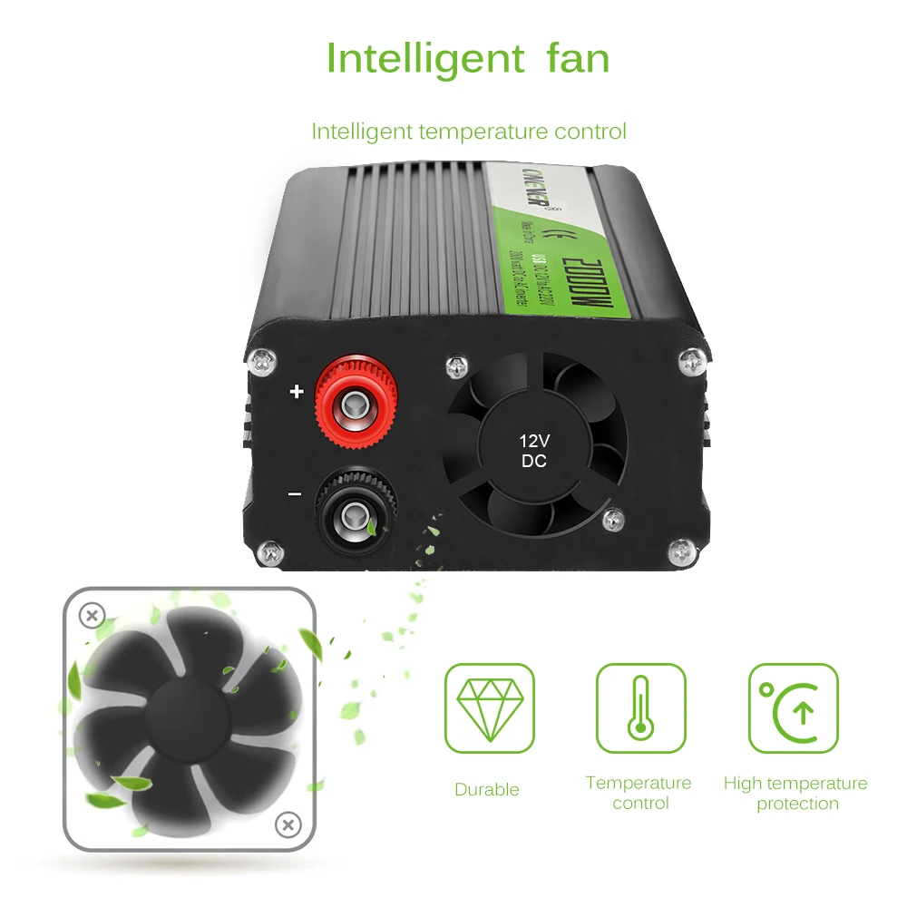 

Onever Inverter 12v to 220v 2000W Power Inverters DC AC Voltage Transformer Converter 12 2202.1A USB Charger Adapter For Iphone7