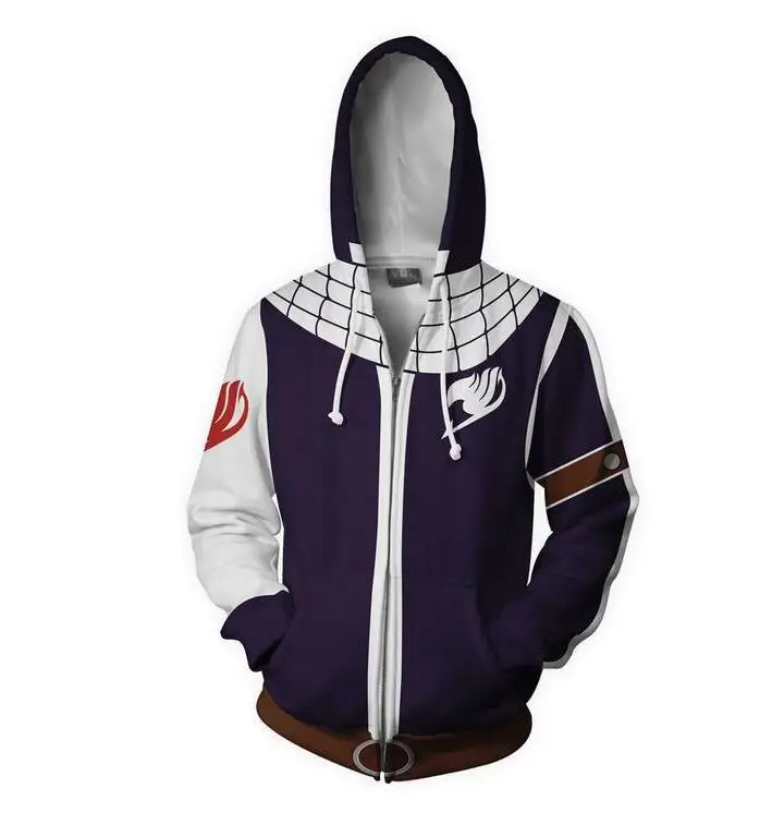 2018 Anime 3D Print Fairy Tail Gray Fullbuster Natsu Cosplay Hoodies Unisex Sweatshirts Casual Zipper hooded Jacket clothing | Мужская