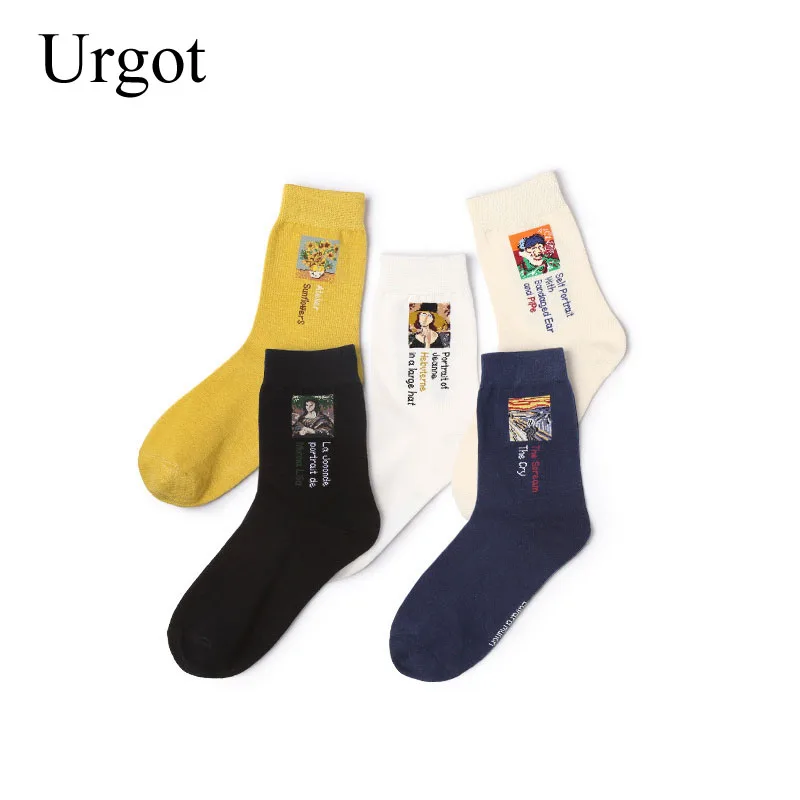 

Urgot 6 Pairs Van Gogh Painting Casual Women Cotton Socks Painting Vintage Abstract Art Socks For Women Men Unisex Summer Meias