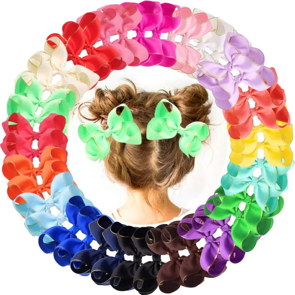 40 Pieces 4 inch in Pairs Boutique Grosgrain Ribbon Hair Bows Alligator Hair Clips For Baby Girls Toddlers Kids