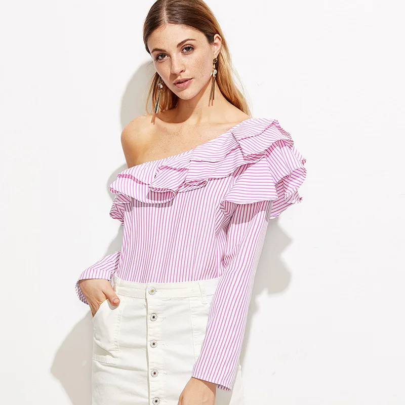 Новое поступление 2017 лето осень на одно плечо с открытыми плечами и оборками