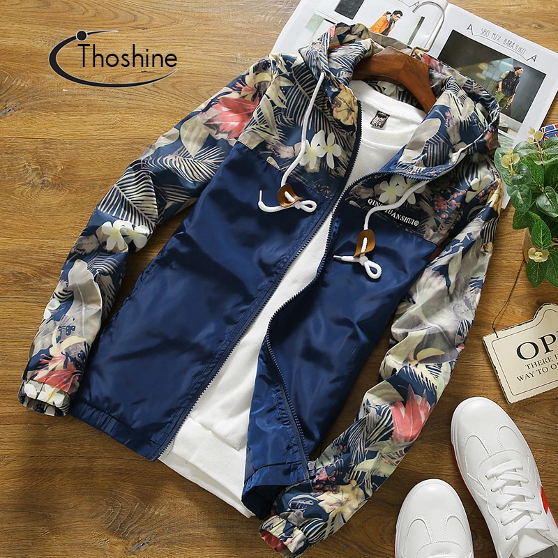 Бренд thoshine весенне-осенняя мужская куртка с принтом обтягивающая капюшоном