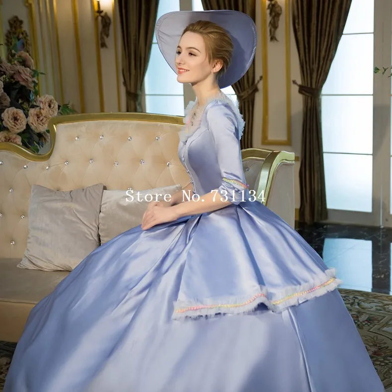 Новое поступление Голубое Бальное Платье в стиле рококо барокко Мари Антуанетта
