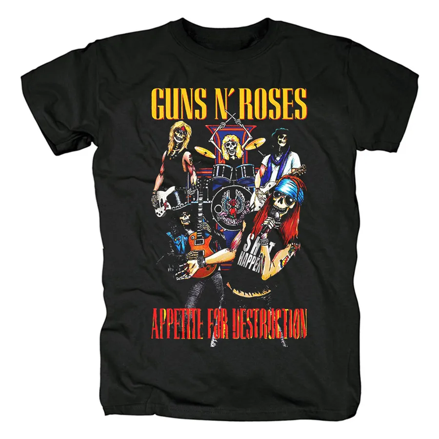 27 designs Streetwear Vintage Guns N' Roses GNR Rock Band Brand shirt 3D skull bone Cross heavy Metal Punk Cotton N | Мужская одежда