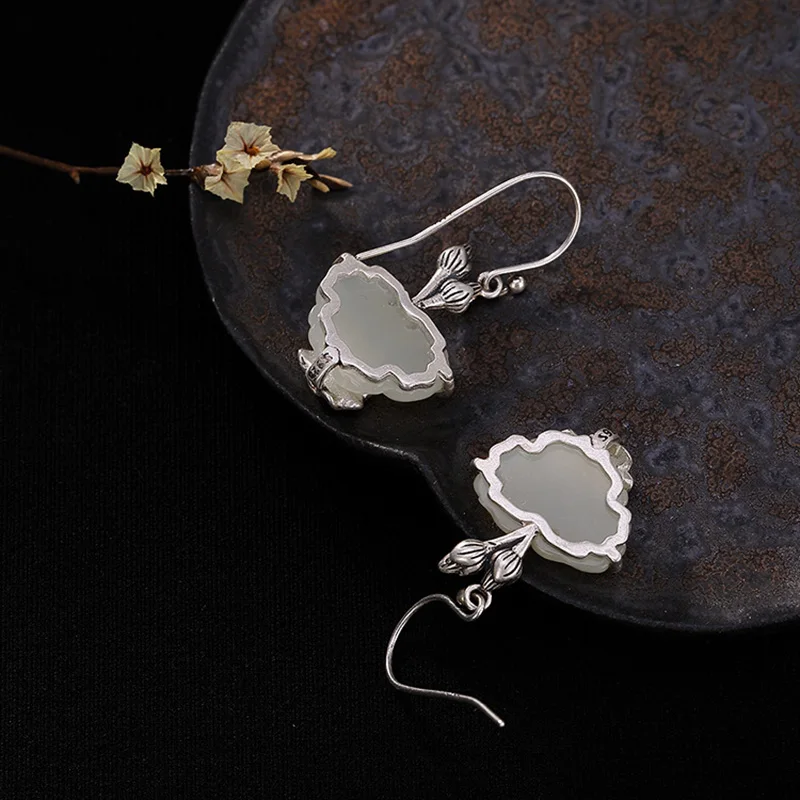 Серьги-подвески из стерлингового серебра 925 пробы с натуральным драгоценным