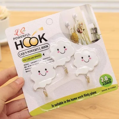 3 шт. белый облачный стиль липкие крючки настенная присоска для ключей органайзер