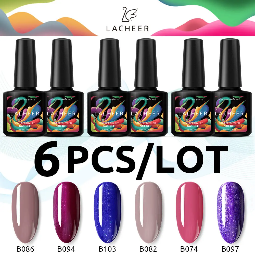 Lacheer UV Nail Gel Polish Set Need Led Lamp Hybrid Varnish Semi Permanent Lacquer Kits Long Lasting | Красота и здоровье