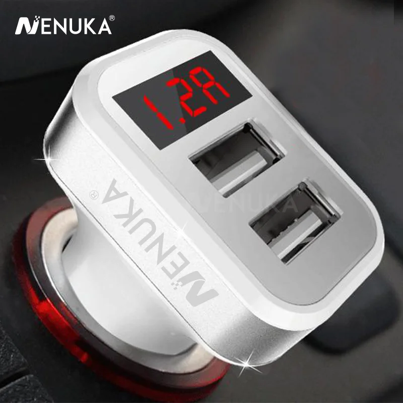 Ненука 2A автомобиля Зарядное устройство с двумя портами USB светодиодный Дисплей