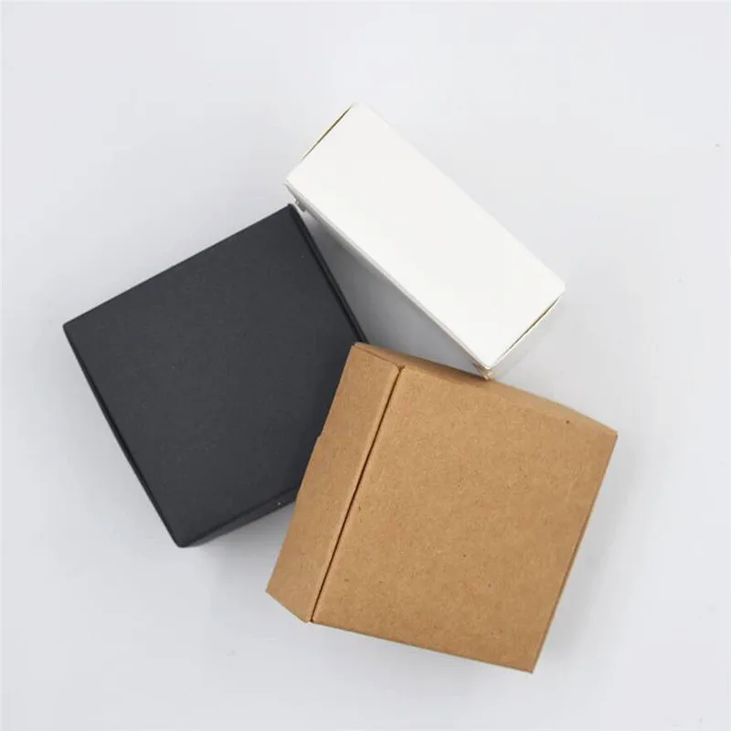 100 шт./лот 350gsm крафт-бумажная коробка красивая крафт-коробка белая/черная/крафт-упаковочная коробка Размер samll