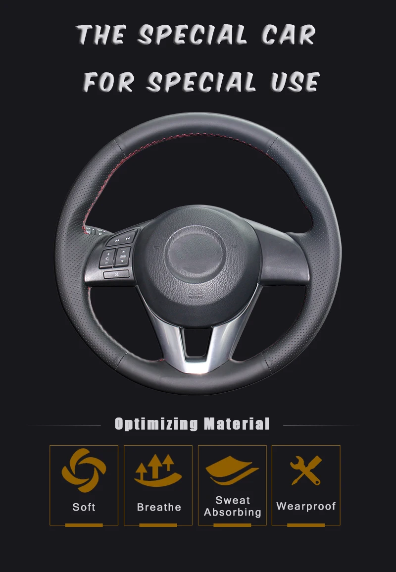 Автомобильная Оплетка на руль для Mazda 3 Axela Mazda 6 Atenza Mazda 2 CX-3 CX-5 Scion iA авто интерьер автомобиля-Стайлинг