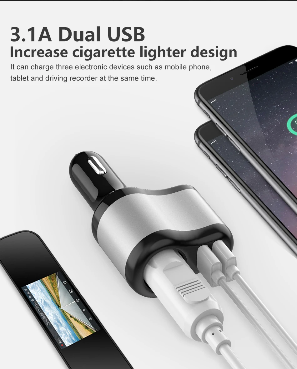Jellico 3.1A 2 usb порта и прикуриватель автомобильное зарядное устройство 3.1A мобильный телефон Универсальная Быстрая зарядка для IPhone samsung Зарядка