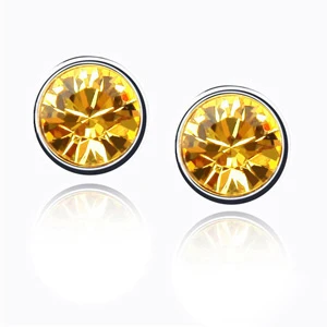 Malanda круглый кристалл от Swarovski Мода пирсинг Серьги-гвоздики для Для женщин Девушка подарок свадебный Серьги Jewelry 11 цветов - Окраска металла: Golden