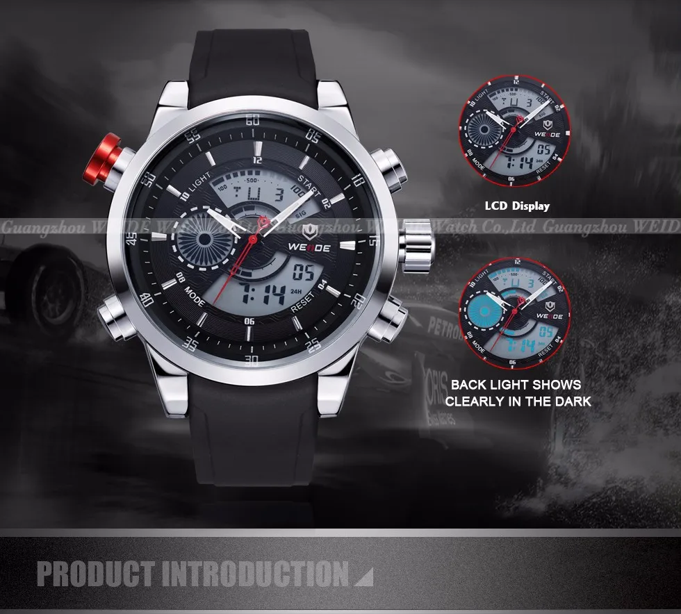 WEIDE военные мужские спортивные часы кожаный ремешок будильник мужские наручные часы водонепроницаемые кварцевые наручные часы Masculino