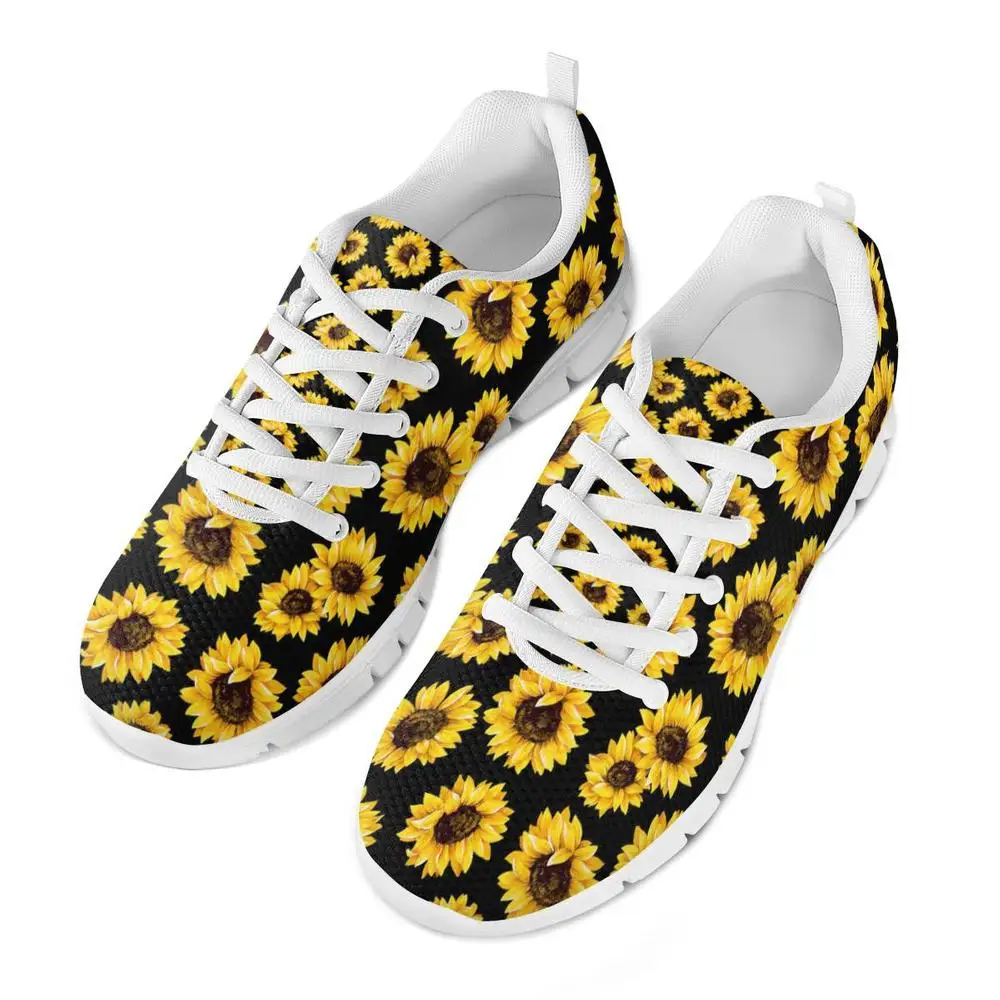 FORUDESIGNS/легкие кроссовки на плоской подошве с принтом подсолнечника для женщин