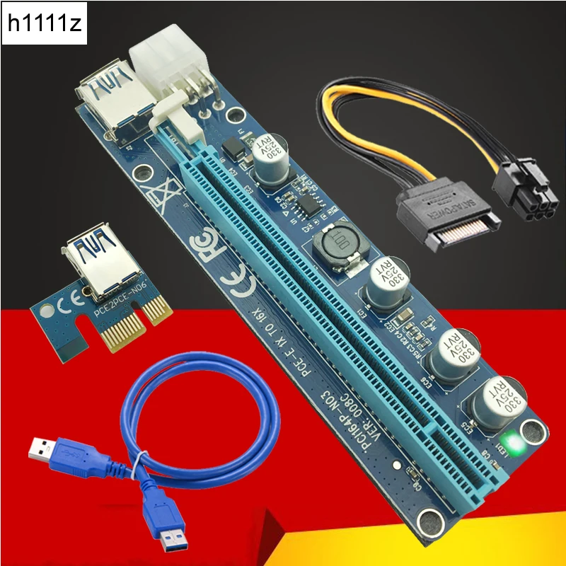 VER008C Molex 6 pin PCIE PCI E Express 1X к 16X расширитель платы 60 см USB 3 0 кабель для майнинга