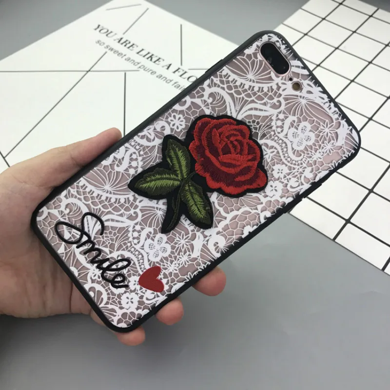JIKE Creative Pattern Embroidered Rose Acrylic All-inclusive Protection Case for Galaxy S6/S6edge/S7/S7edge/S8/S8plus | Мобильные