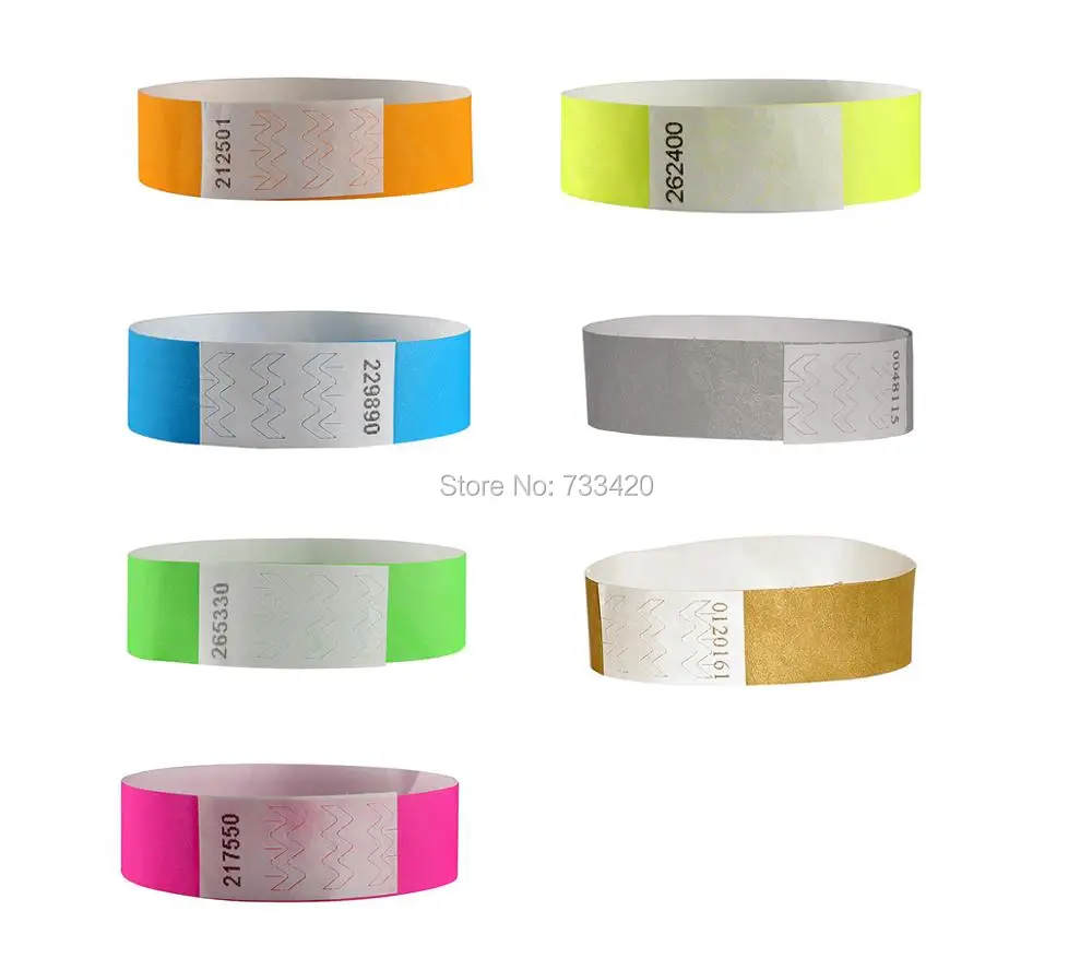 Pulseras Tyvek de colores ne&oacute;n, pulseras con n&uacute;meros de 3/4 pulgadas, pulseras de colores bonitos para fiestas, eventos, 1000 piezas-1