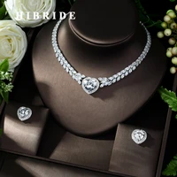 hibride new noble jewelry white color clear cz heart shape pendant necklace for women bridal wedding accessories gift n 1007