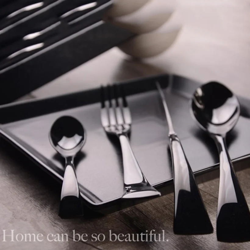 4 шт. черный Западный набор посуды для еды высокое качество нержавеющая сталь