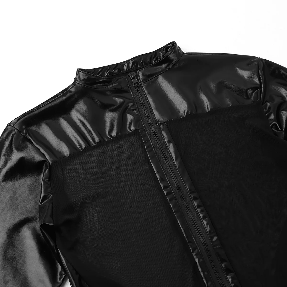 Iiniim для мужчин и женщин облегающее боди для взрослых Wetlook Клубная одежда на молнии спереди сетка соединяет полный боди спортивный костюм для мышц боди Леотард-костюм