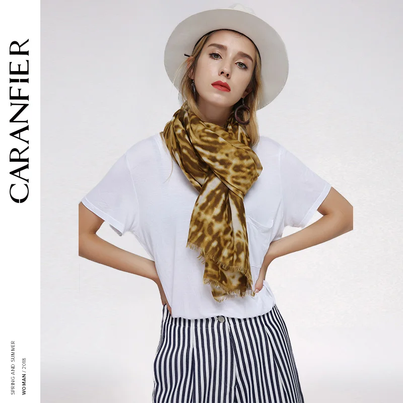 CARANFIER шарф женский винтажный элегантный длинный из хлопка и полиэстера Шаль