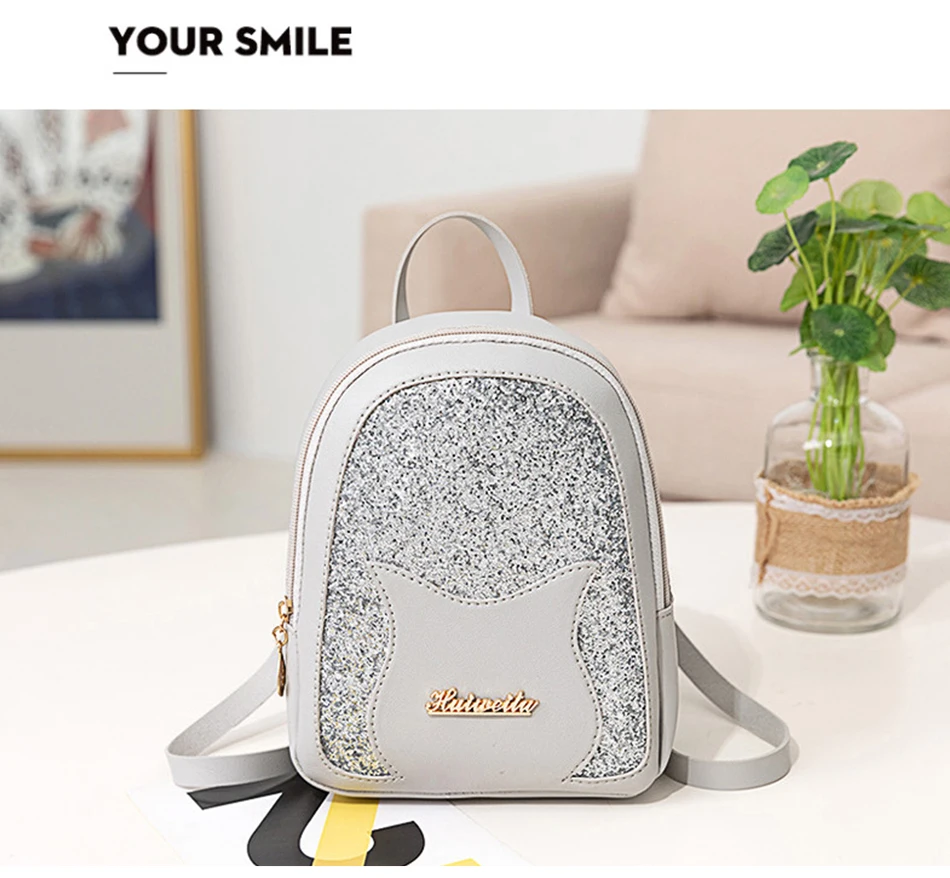 Girl's Small Backpack Brand Fashion Shining Sequin Shoulder Bag Women Multi-Function Mini Back pack for Teenage Girls Kids