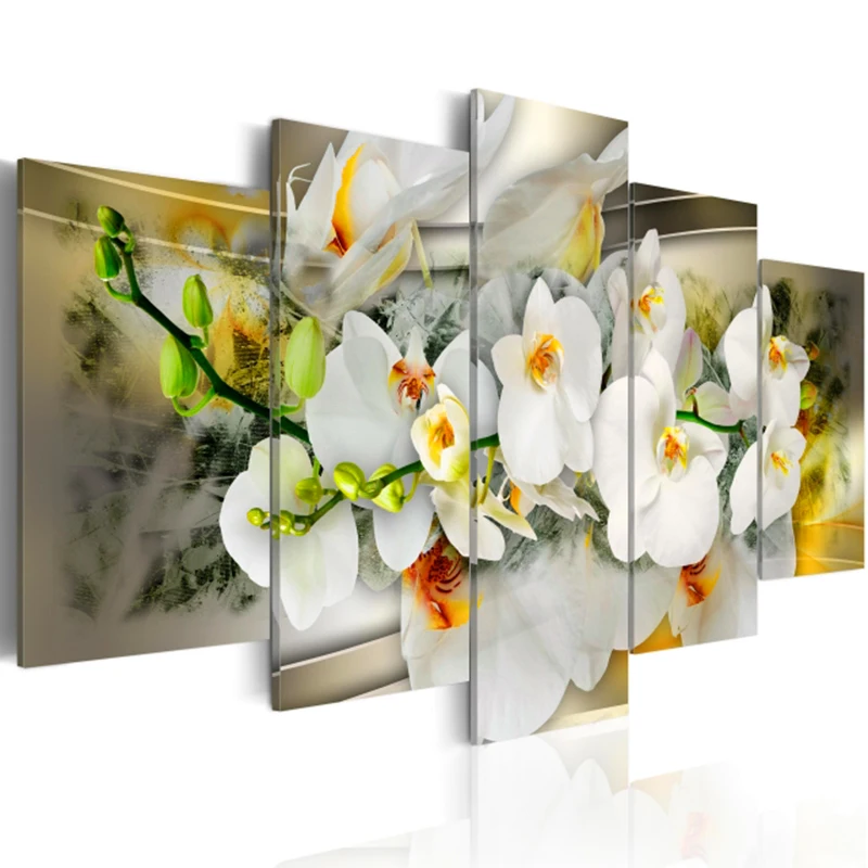 

5pcs Full Square Drill 5D DIY Diamond Painting "orchid flower" Multi-picture Combination 3D Embroidery Mosaic Home Decor