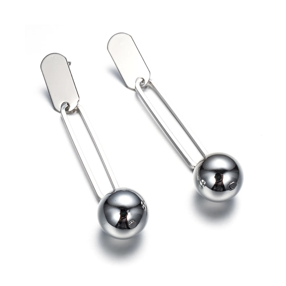 2017 New Sale Hot Big BrandFashion Plated Silver Earrings For Women Copper Ball Pendant Drop Fine Jewelry | Украшения и