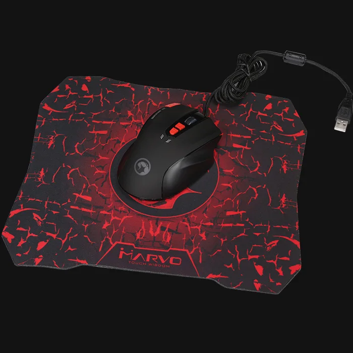 MARVO G928 + G1 игровая мышь и коврик комбо 8 кнопок 7 цветов подсветка проводная