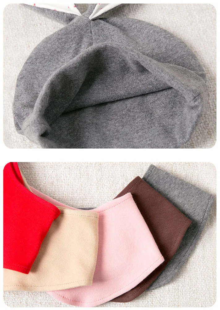 CANIS Bbay Hats Cotton Baby Hat With Scarf Rabbit Ear Autumn Winter Children Accessories Set | Детская одежда и обувь
