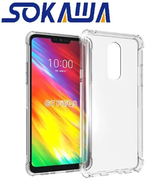 Для LG G7 Fit прозрачный чехол + закаленное стекло Мягкий ТПУ гелевый защитный для