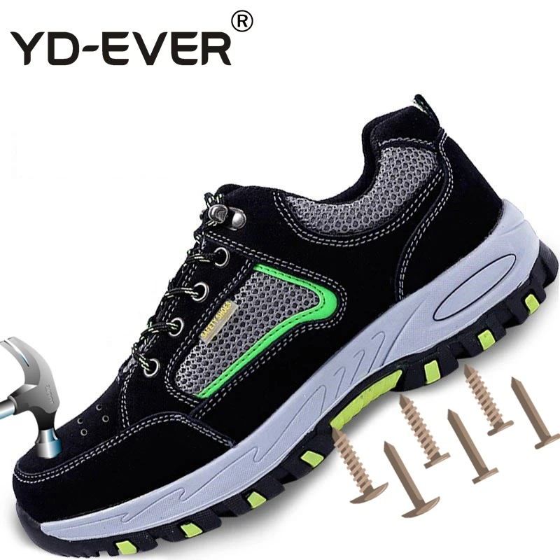 Cow Suede Safety Shoes For Men Casual Steel Toe Work Breathable Boots Puncture-proof 35-45 | Обувь