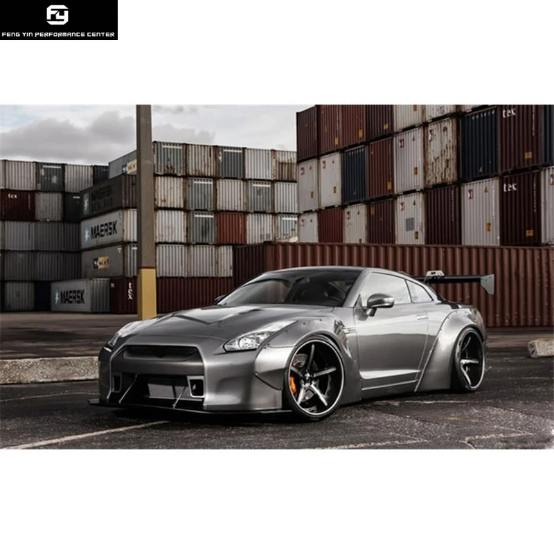 GT-R R35 LB широкий автомобильный комплект кузова FRP из углеродного волокна передний бампер губы задний диффузор спойлер колеса брови для Nissan GTR R35 09-15