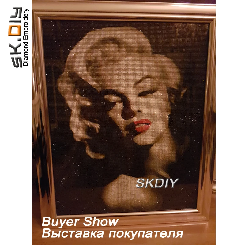 SK 5D алмазов картина вышивки крестом красные губы Мэрилин Монро DIY Полный Алмазная