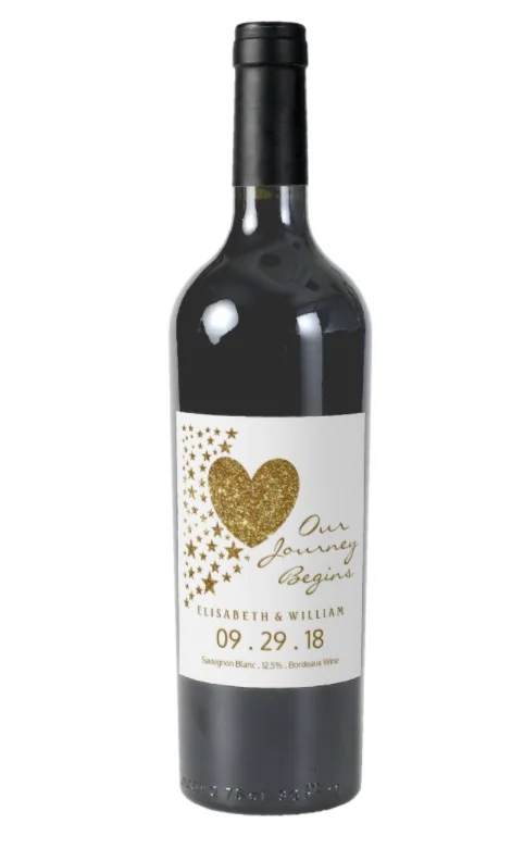 Золотые блестящие свадебные этикетки с сердцем и звездами Настраиваемые