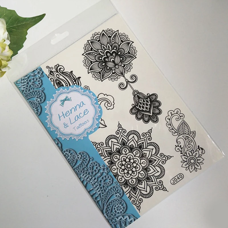 1 шт. черные хны тату наклейки в виде кружева для краски тела цветок хна свадебные