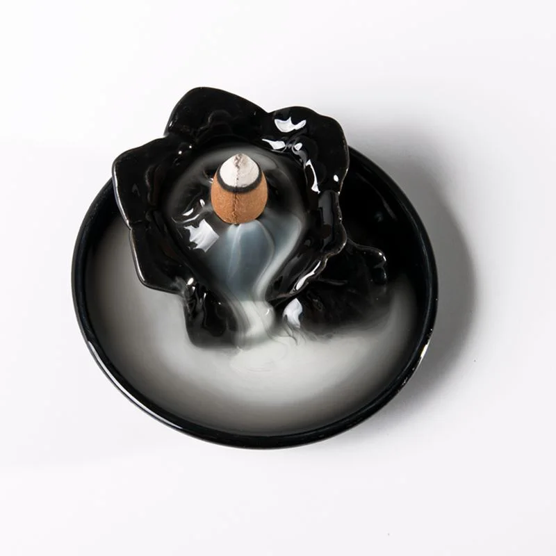 Буддистские благовония горелки дыма обратного потока глазури курильница конус