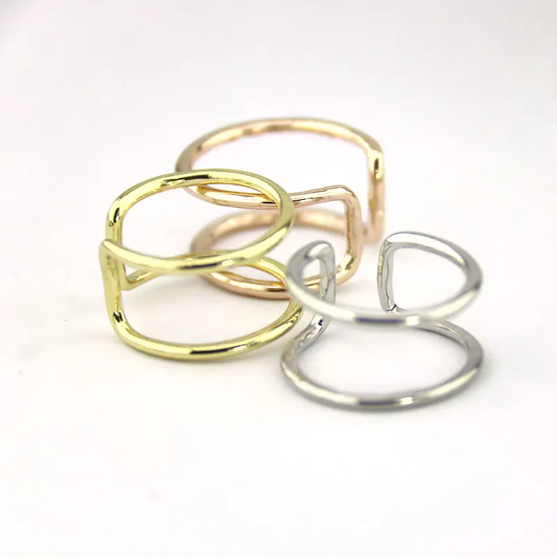 Wholesale 10pc/lot Simple Geometric Ring Adjustable Double Layer Lined 4 Colors For Choose Women Mens Anillos Mujer | Украшения и