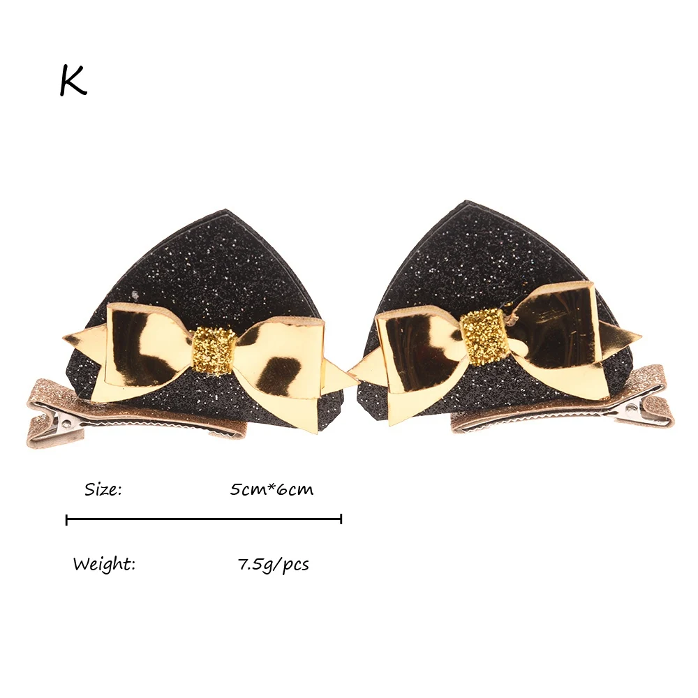 K 4 шт. = 2 пары, уши мышки, Минни, Микки, аксессуары, уши кролика, Мультяшные аксессуары для волос, кошачьи ушки, блестящая заколка для волос, банты для волос - Цвет: K