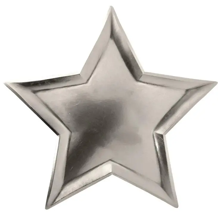 Silver 8 шт./компл. золото Фольга звезда одноразовая посуда бумажные тарелки для вечеринки Бумага посуда Baby Shower День рождения расходные материалы - Цвет: Silver