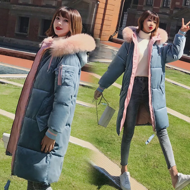 Women Chic Anti season clearance Winter Cotton Long Thickening Over-knee Easy Thin Korean Heavy Cotton-padded Jacket Parkas down | Женская