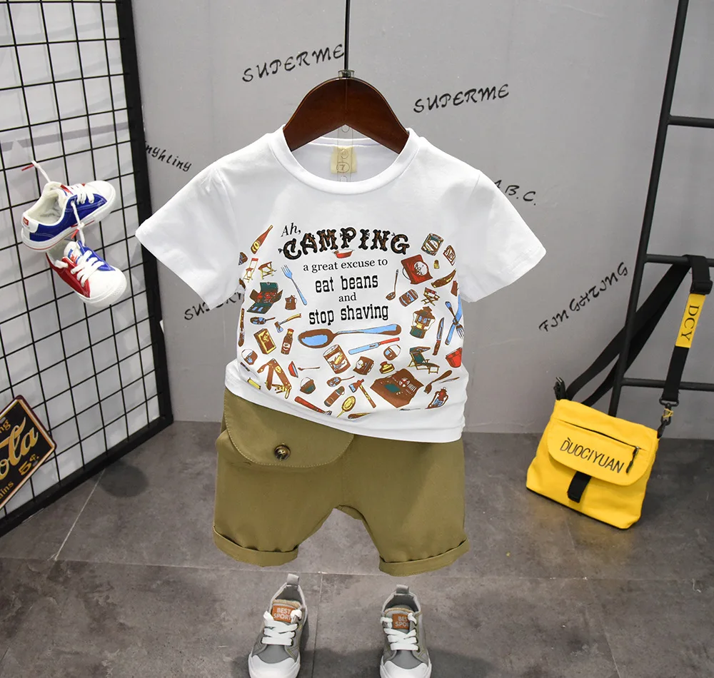 Розничная продажа детская одежда костюм с футболкой короткими рукавами Новинка