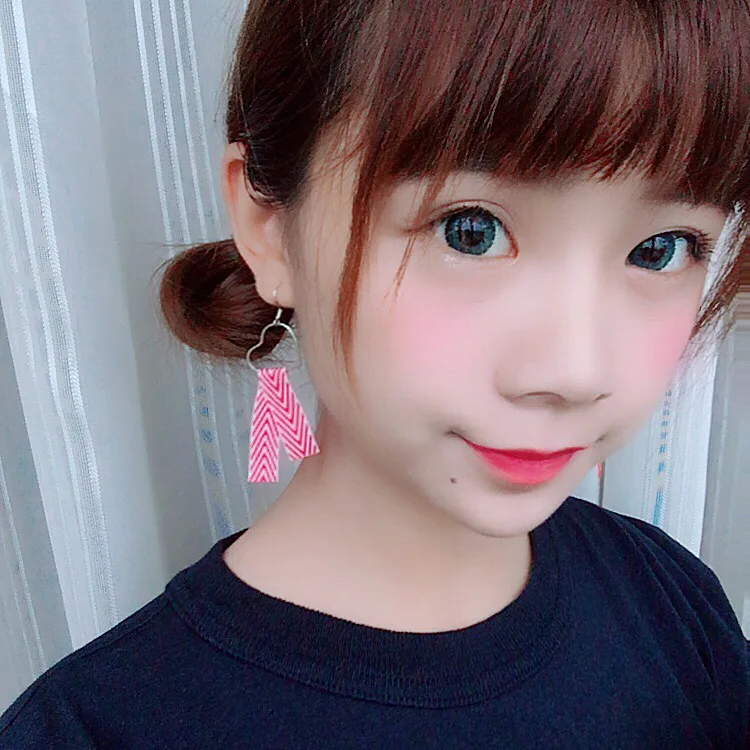 Новый Harajuku ретро минималистский персик сердца серьги милые полосатые ленты для