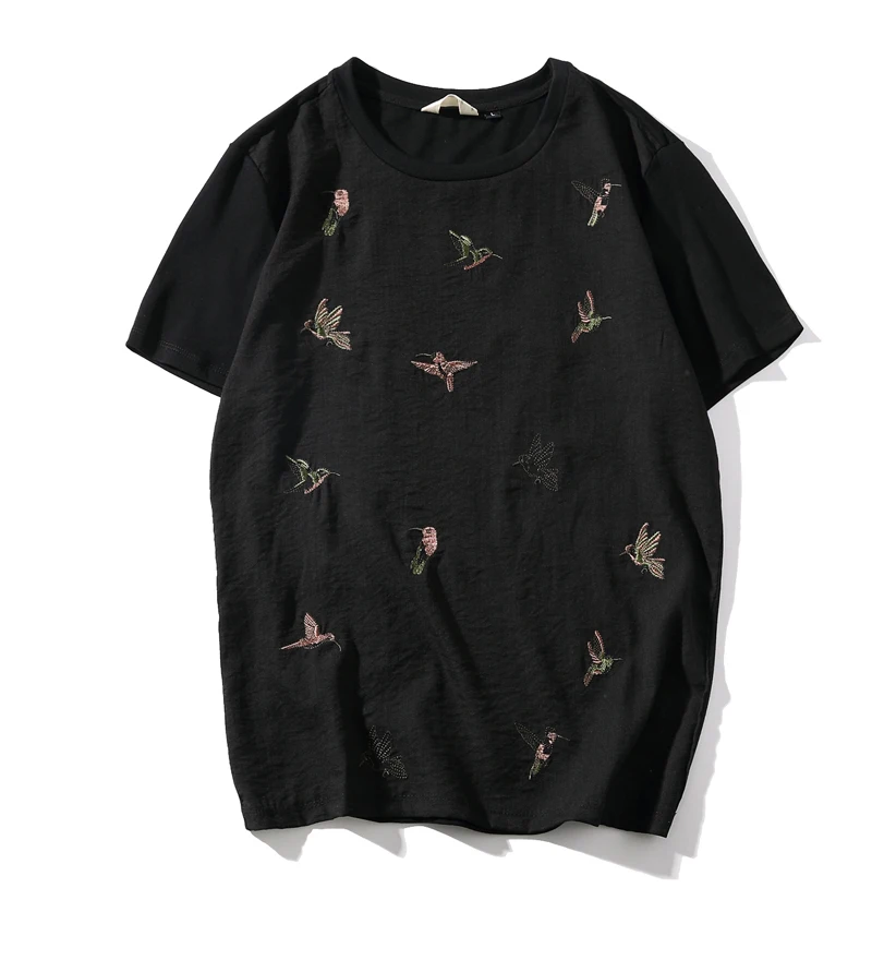 New t shirt men summer short sleeve embroidery linen cotton O-neck Breathable tshirt high quality tops Plus size 5XL QT3023-1802 | Мужская