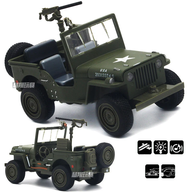 1:32 для внедорожника Willys модель военного автомобиля игрушечный сплав Вторая