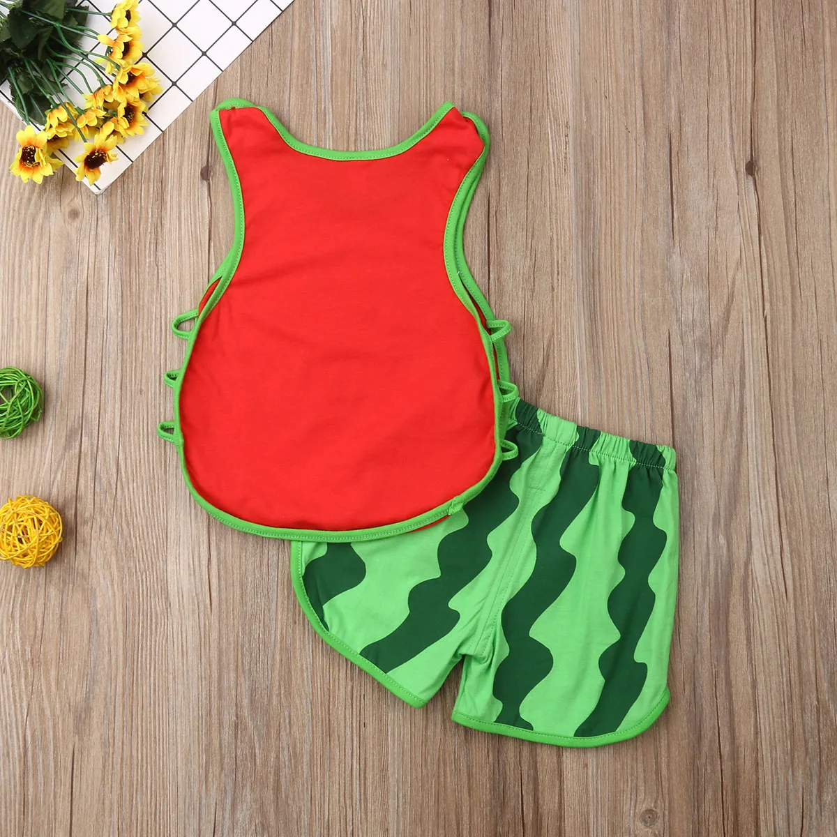 Summer Toddler Kid Baby Girls Boys Watermelon Tops Sleeveless Stripe Shorts Casual Outfit 2Pcs Set Clothes for Cute | Детская одежда и
